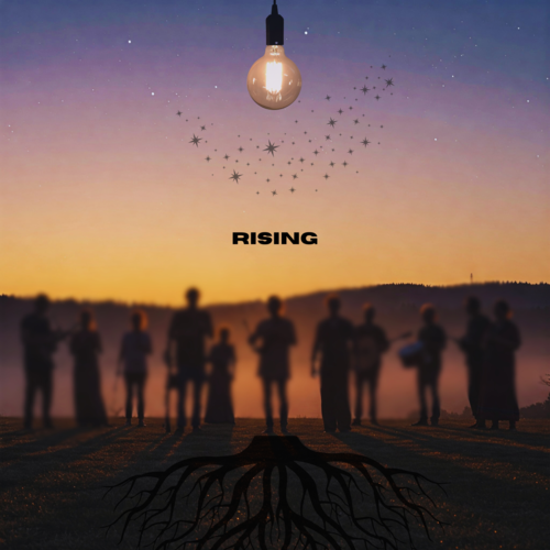 Rising by Madam Snowflake (feat Admiral Bob, John Jones, Apoxode), AI elements mixed with Canva design